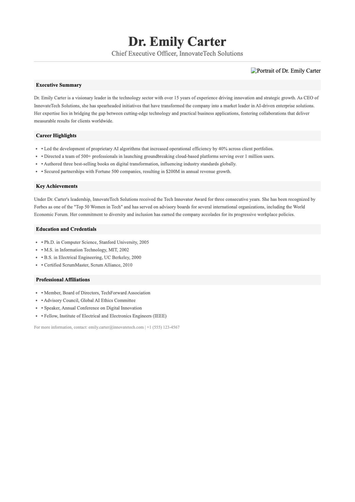 Professional corporate leadership profile page with executive photo and biography_variant_1